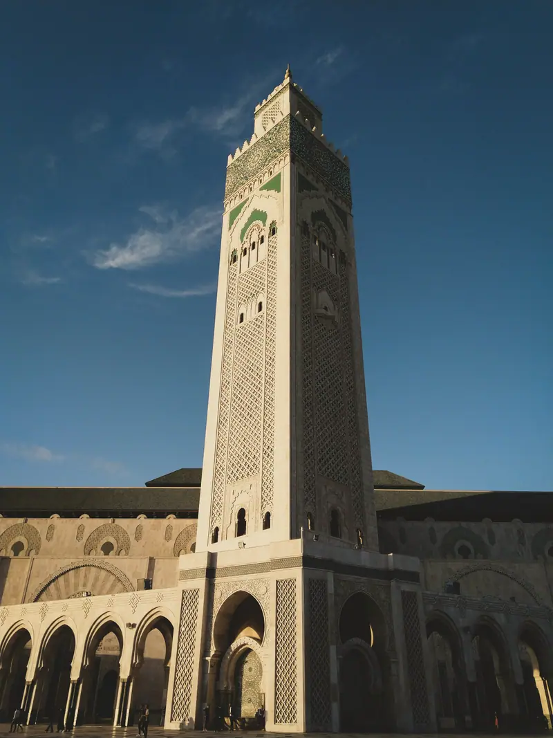 The minaret of the Hassan II Mosque, Casablanca